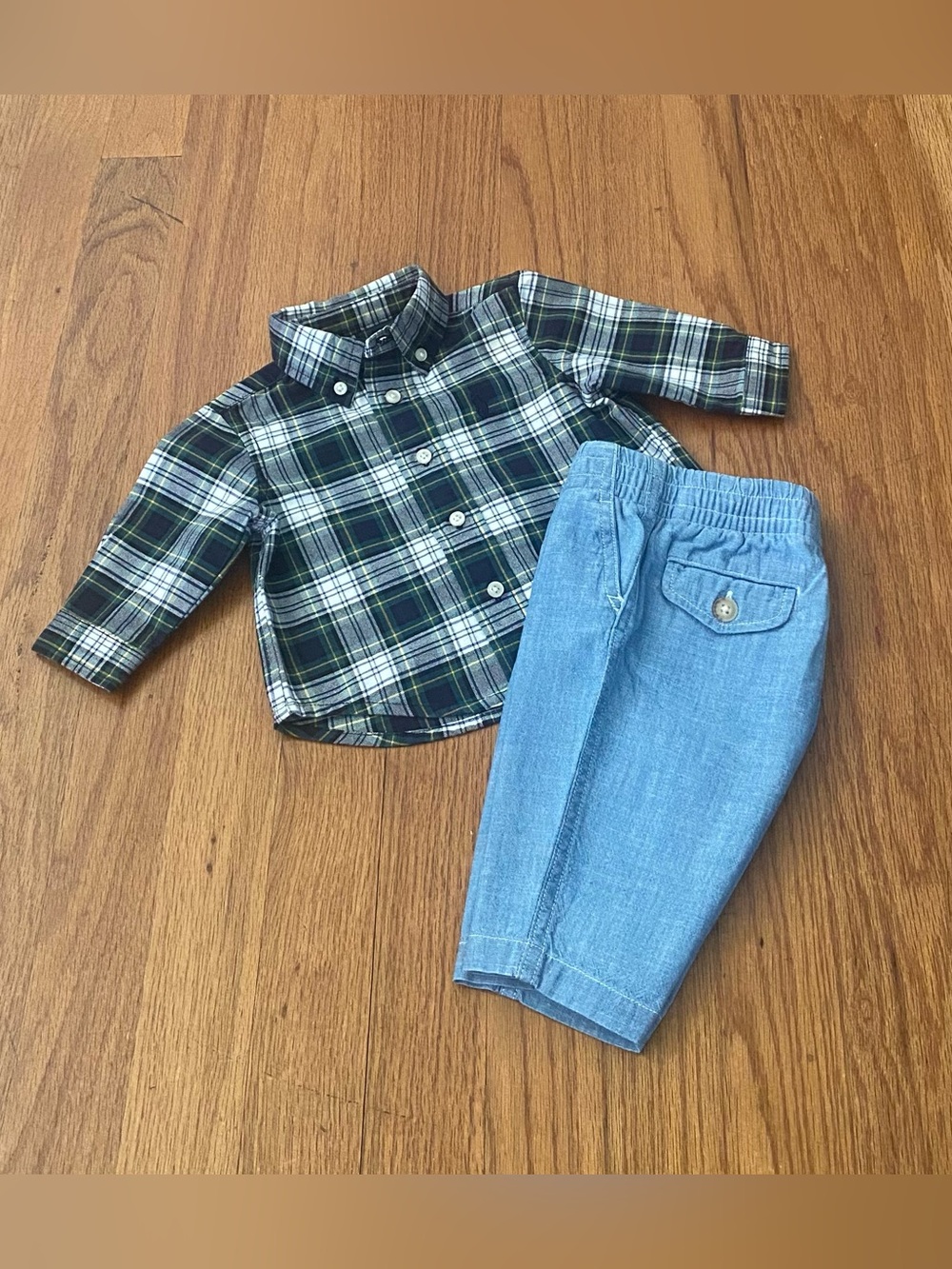 Ralph Lauren Oxford Long Sleeve Shirt and Chambray Pants Baby Boy Set